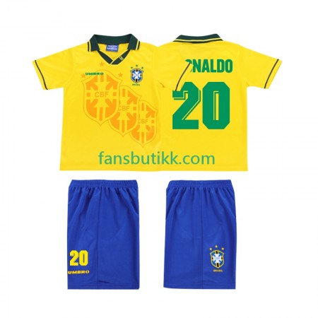 Fotballdrakt Brasil RONALDO 20 Barn Retro Hjemmetrøye 1994 Kortermet